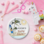 ビーチサーフベビーシャワー7"ラウンド紙プレート ペーパープレート (パーティー)