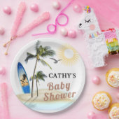 ビーチサーフベビーシャワー9"ラウンド紙プレート ペーパープレート (パーティー)