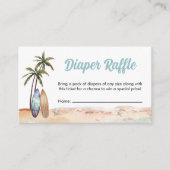 ビーチサーフボードおむつラッフルベビーシャワー エンクロージャーカード (正面)