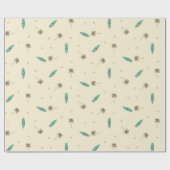 ビーチサーフボードとヤシの木のラッピング紙 ラッピングペーパー (フラット)