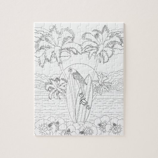 ビーチサーフボードアダルトカラーリングパズル ジグソーパズル (縦)