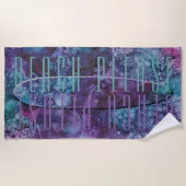 ビーチサーフボードインプレッションパープルブルース ビーチタオル (正面)