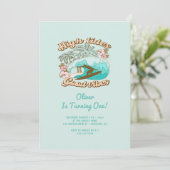 ビーチサーフボードグッドビーブスボーイの誕生日 招待状 (スタンド正面)