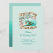 ビーチサーフボードグッドビーブスボーイの誕生日 招待状 (正面/裏面)