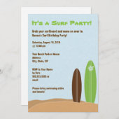 ビーチサーフボードサーフパーティの招待状 招待状 (正面/裏面)