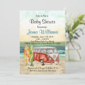 ビーチサーフボード男の赤ちゃんシャワー招待状 招待状 (スタンド正面)