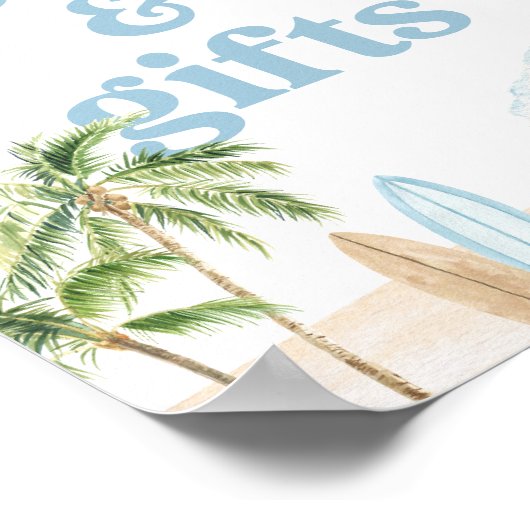 ビーチサーフ誕生日書籍とギフトサイン ポスター (角)