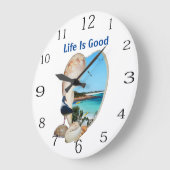 ビーチシェルの壁時計のビーチシーン。 ラージ壁時計 (傾斜)