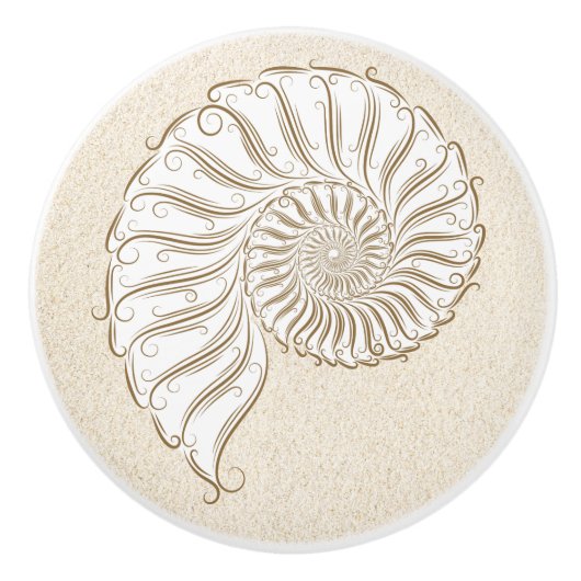 ビーチシェルドロワーノブ セラミックノブ (正面)