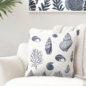 ビーチシェルネイビーブルーホワイト クッション