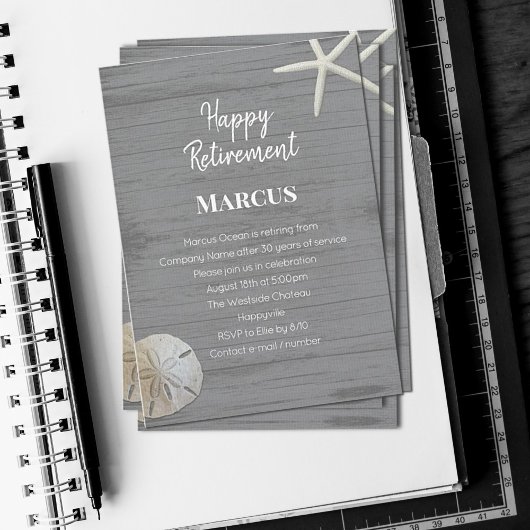 ビーチシェルリタイアメントパーティの招待状 招待状