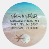 ビーチシェル差出人住所封筒用シール ラウンドシール (正面)