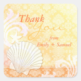 ビーチシェル結婚コーストありがとう スクエアシール