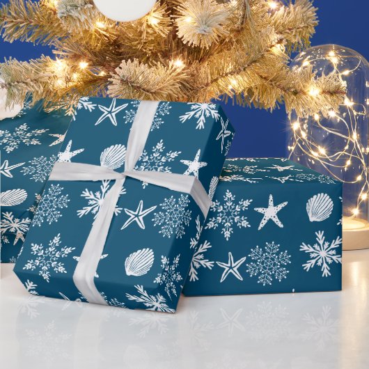 ビーチシェル&スノーフレークのラッピング紙 ラッピングペーパー (クリスマス)