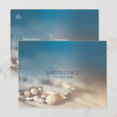 ビーチシェル＆パールジュエリー エレガントなSave the Date 案内ポストカード (正面/裏面)