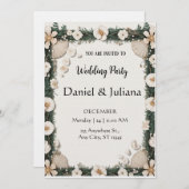 ビーチシェル＆フラワーフレーム　エンゲージメント　招待状 招待状 (正面/裏面)