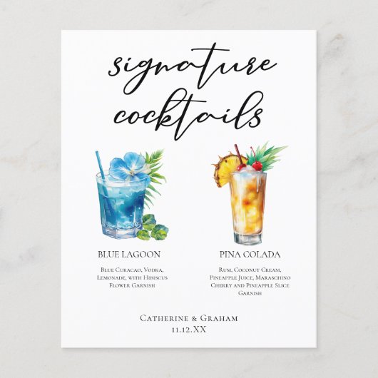 ビーチシグネチャカクテ結婚ルのメニュー (正面)