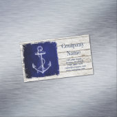 ビーチシックなウッド航海のネイビーブルーいかり マグネット名刺 (インサイチュ)