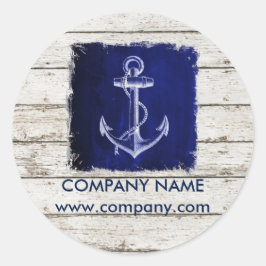 ビーチシックなウッド航海のネイビーブルーいかり ラウンドシール