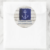 ビーチシックなウッド航海のネイビーブルーいかり ラウンドシール (バッグ)