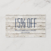 ビーチシックなウッド航海のネイビーブルーいかり 割引カード (裏面)