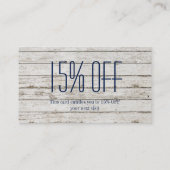 ビーチシックなウッド航海のネイビーブルーいかり 割引カード (裏面)