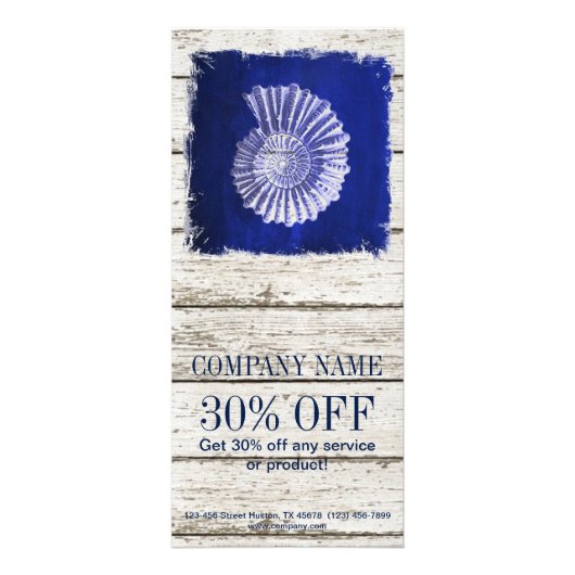 ビーチシックなドリフトウッド航海のブルーシーシェル ラックカード (正面)