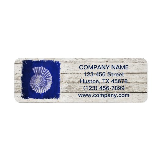 ビーチシックなドリフトウッド航海のブルーシーシェル ラベル (正面)