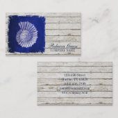 ビーチシックなドリフトウッド航海のブルーシーシェル 名刺 (正面/裏面)