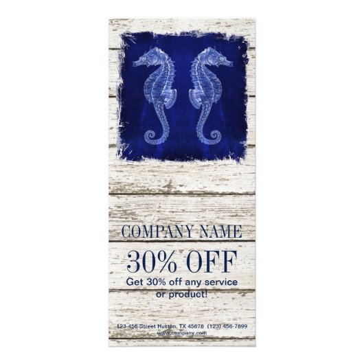 ビーチシックなドリフトウッド航海のブルーシーホース ラックカード (正面)