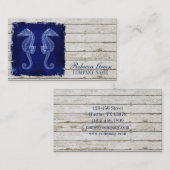 ビーチシックなドリフトウッド航海のブルーシーホース 名刺 (正面/裏面)