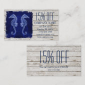 ビーチシックなドリフトウッド航海のブルーシーホース 名刺 (正面/裏面)