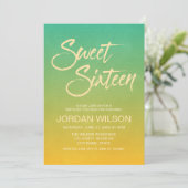ビーチシトラスグラディエントスウィート16誕生日招待状 招待状 (スタンド正面)