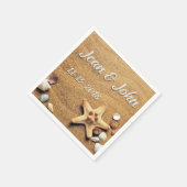 ビーチシパーソナライズされたェル結婚ズ スタンダードカクテルナプキン (角)