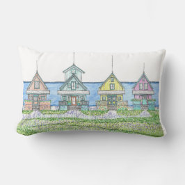 ビーチシャックライフ1；腰枕；青 ランバークッション