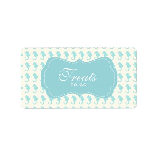 ビーチシャビーシックシーホースの食品ラベルメッセージカード ラベル (正面)