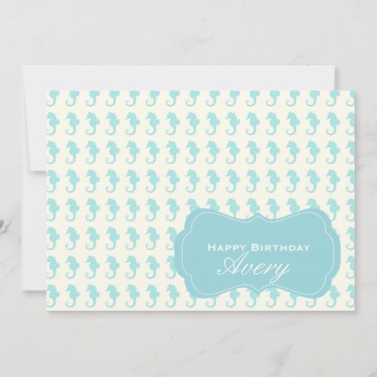 ビーチシャビーシックシーホース招待状パーティーブルー 招待状 (裏面)