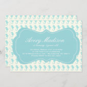 ビーチシャビーシックシーホース招待状パーティーブルー 招待状 (正面/裏面)