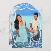 ビーチシャルボードタイポグラフィフォトウェディング招待 招待状 (正面/裏面)