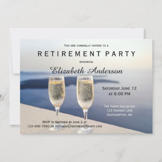 ビーチシャンパンリタイアメントパーティの招待状 招待状 (正面)