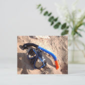 ビーチシュノーケルとゴーグルポストカード ポストカード (スタンド正面)