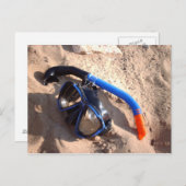 ビーチシュノーケルとゴーグルポストカード ポストカード (正面/裏面)