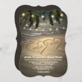 ビーチショアハートインザサンド結婚式招待状 招待状 (正面/裏面)