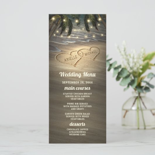 ビーチショアハート結婚を砂のメニューカード メニュー (スタンド正面)