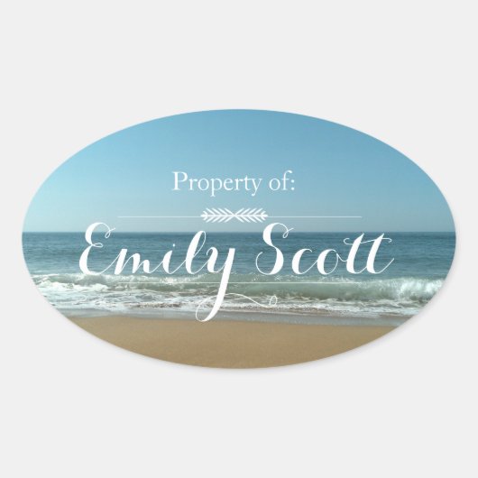 ビーチショア名ラベル 楕円形シール (正面)