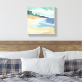 ビーチショア | 水彩青 キャンバスプリント (インサイチュ (寝室))