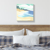 ビーチショア | 水彩青 キャンバスプリント (インサイチュ (寝室))