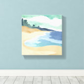 ビーチショア | 水彩青 キャンバスプリント (インサイチュ (ウッドフロア))