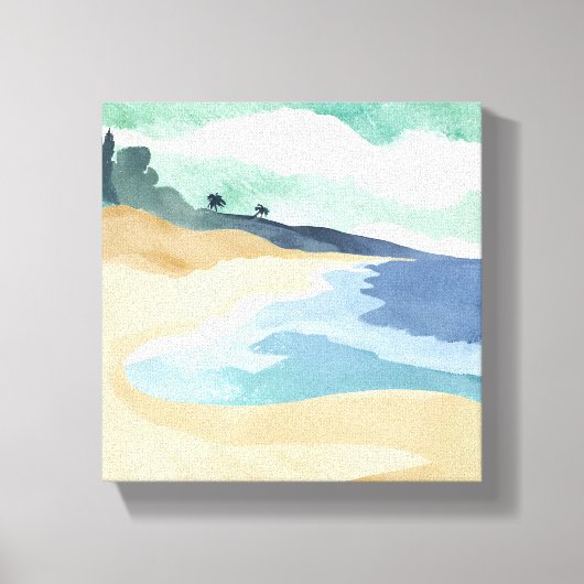 ビーチショア | 水彩青 キャンバスプリント (正面)