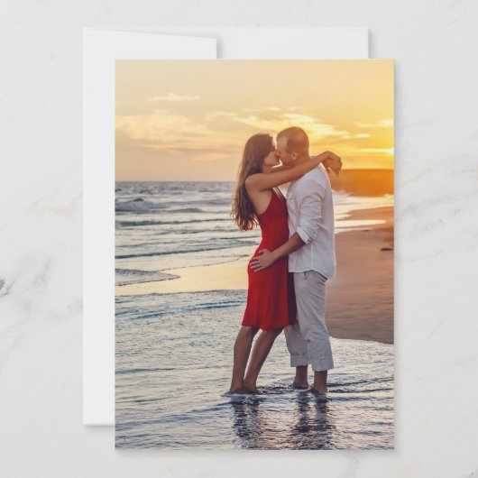 ビーチシンプルサンセットウェディングレセプションフォト 招待状 (裏面)